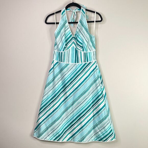 Ann Taylor Striped Halter Dress Women's Size 6 - Picture 1 of 8